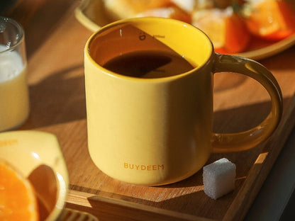 Keramiktasse 300 ml Buydeem CD1018 für Kaffee und Tee Pastellgelb