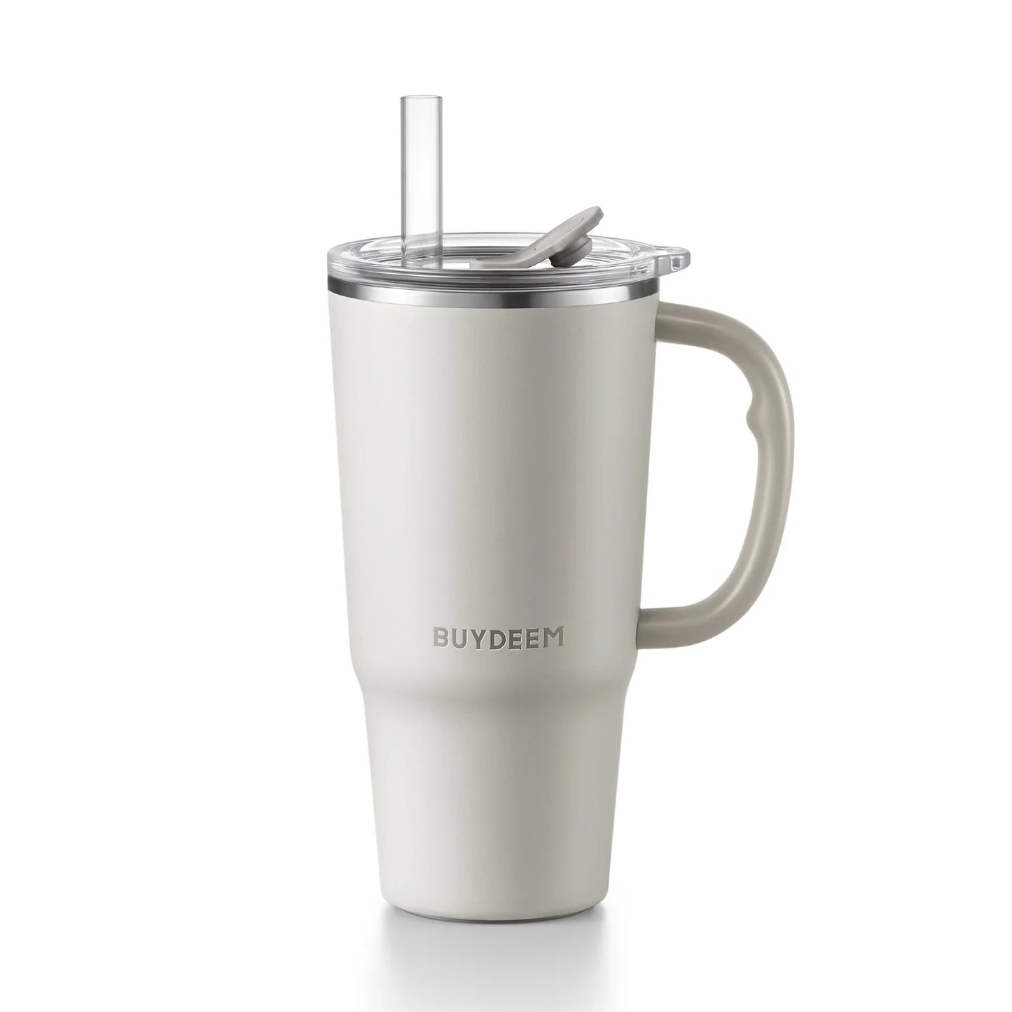 Buydeem DS57 700ml Insulated Tumbler with Straw, Oat White