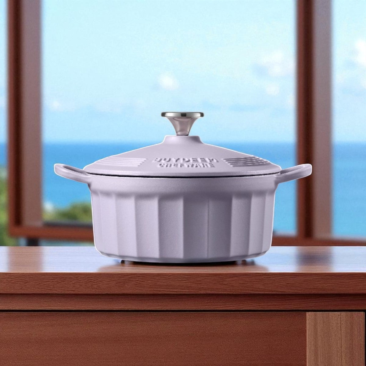 Buydeem CP521 Gusseisen-Emaille-Topf 2,9l Küchengerät Pastell-Lila