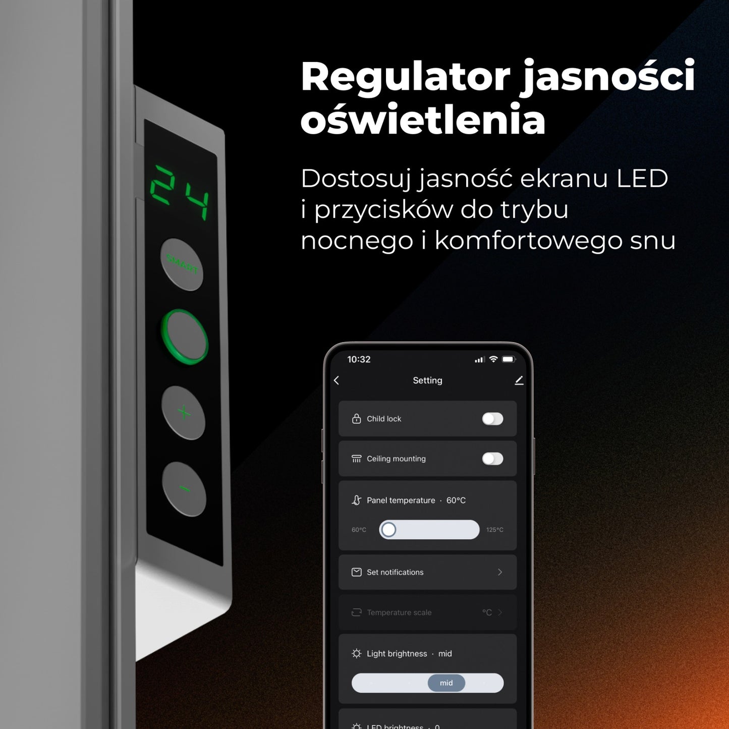 AENO GH11S Quadro Smart 1cm 500W Infrared Electric Heater