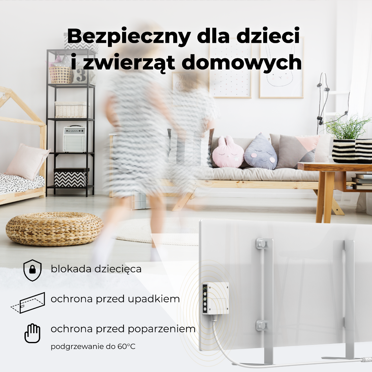Elektrische Glasheizung Slim 1 cm Infrarot 700W Aeno Smart weiß