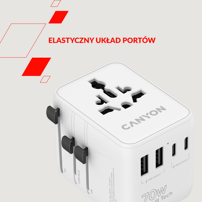 Canyon OnTour 70W EU/UK/US/AUS Travel Adapter White