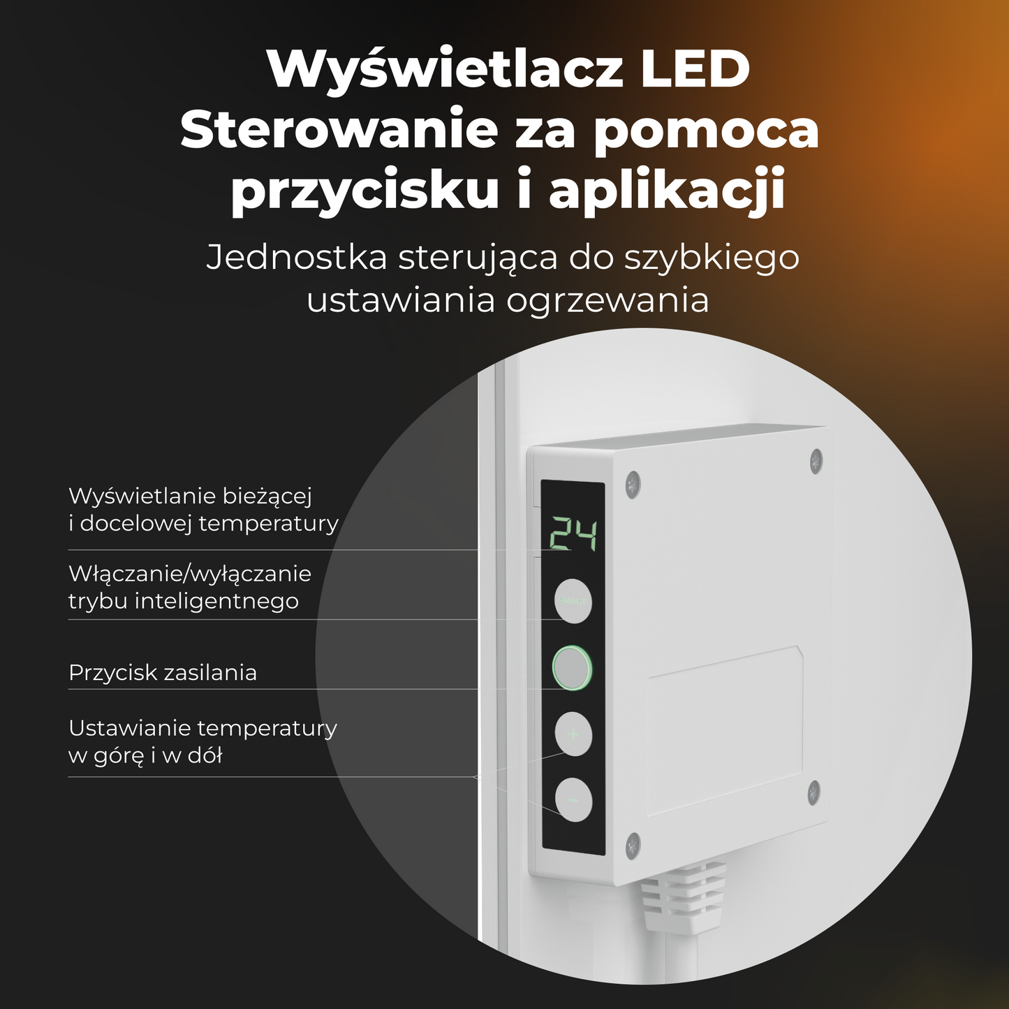 Elektrische Glasheizung Slim 1 cm Infrarot 700W Aeno Smart weiß