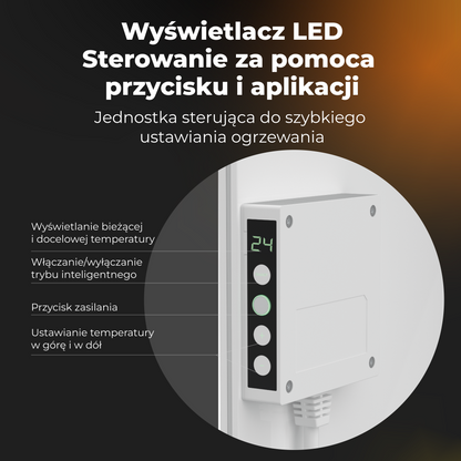 Elektrische Glasheizung Slim 1 cm Infrarot 700W Aeno Smart weiß