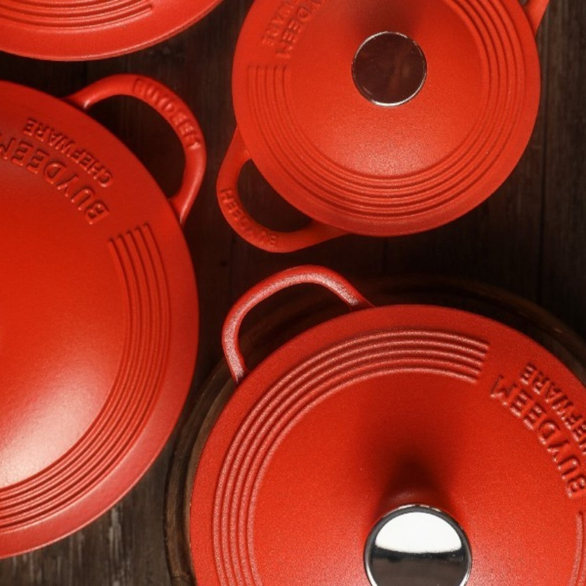 Gusseisen-Kochtopf Buydeem CP521 emailliert 2,9l Küchenartikel Pastellrot