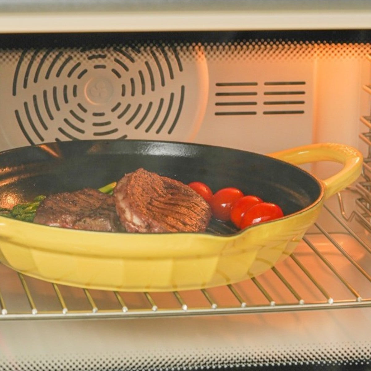 Buydeem CP553 Enamelled Cast Iron Grill Pan 26 cm Pastel Yellow