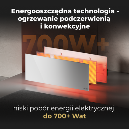 Elektrische Glasheizung Slim 1 cm Infrarot 700W Aeno Smart weiß