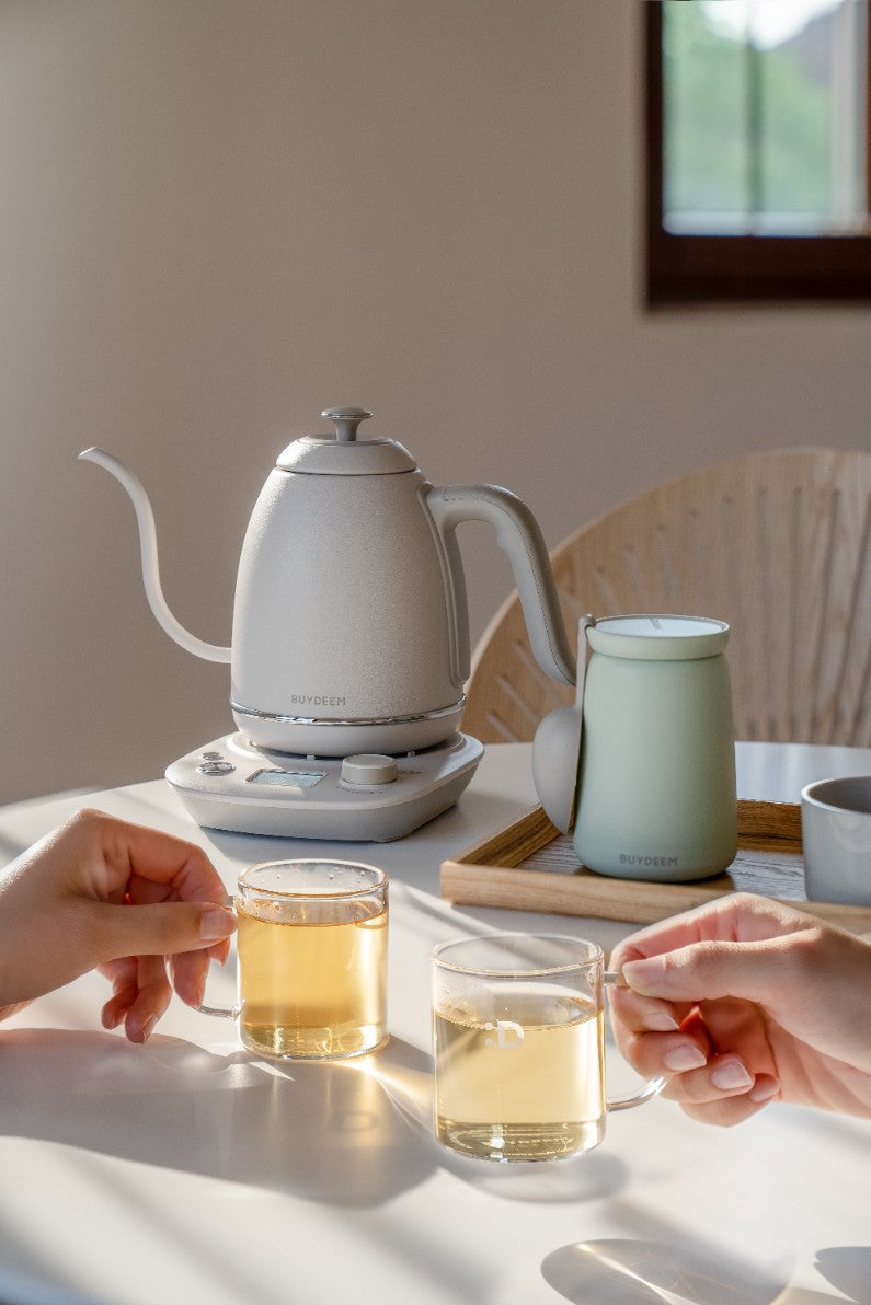 Buydeem K821 Gooseneck Electric Kettle with Temperature Control, Pastel Cream