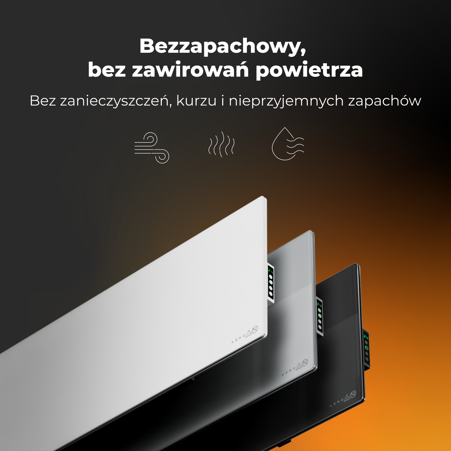 Schlanker elektrischer Glasheizkörper 1 cm Infrarot 700W Aeno Smart schwarz