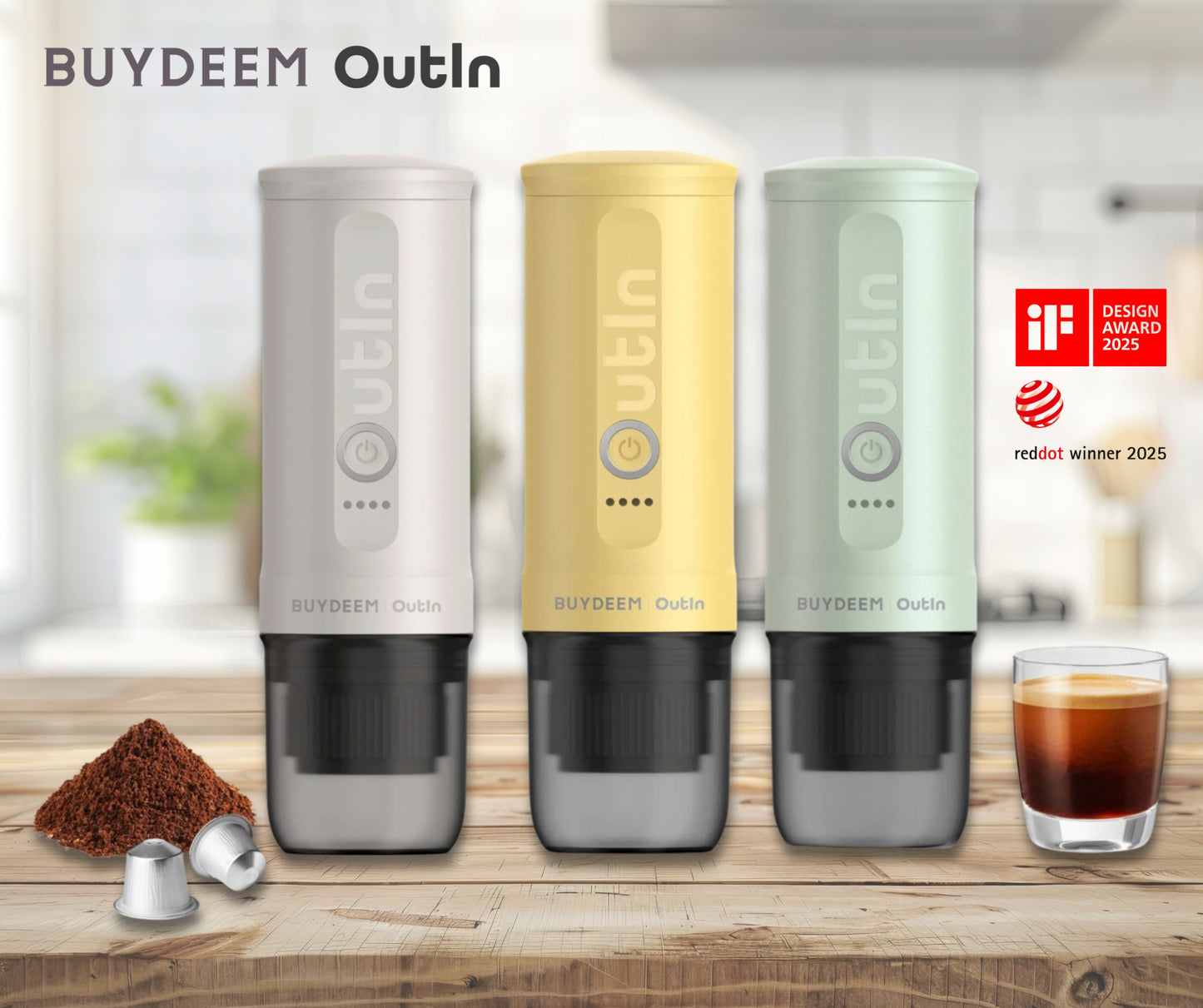 Tragbare Kaffeemaschine Buydeem OutIn OTEM 01 90 W grün