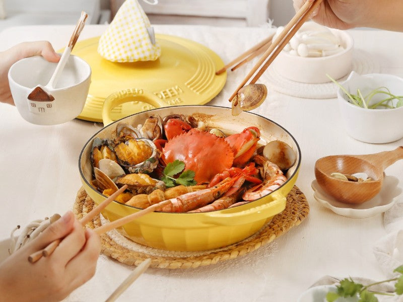 Buydeem CP581 Enameled Cast Iron Pot 3.3L Pastel Yellow