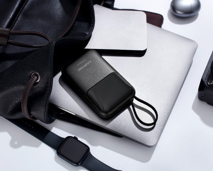 Canyon OnPower 101 10000 mAh 22.5W PD Power Bank with Cable, Black