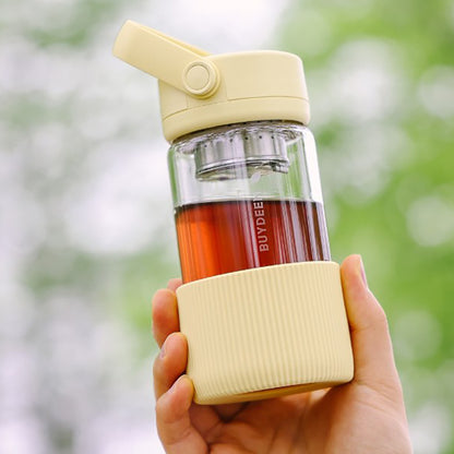 Buydeem DG42 Yellow 300ml Glass Tea Infuser Bottle