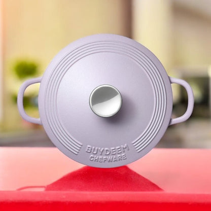 Buydeem CP521 Gusseisen-Emaille-Topf 2,9l Küchengerät Pastell-Lila