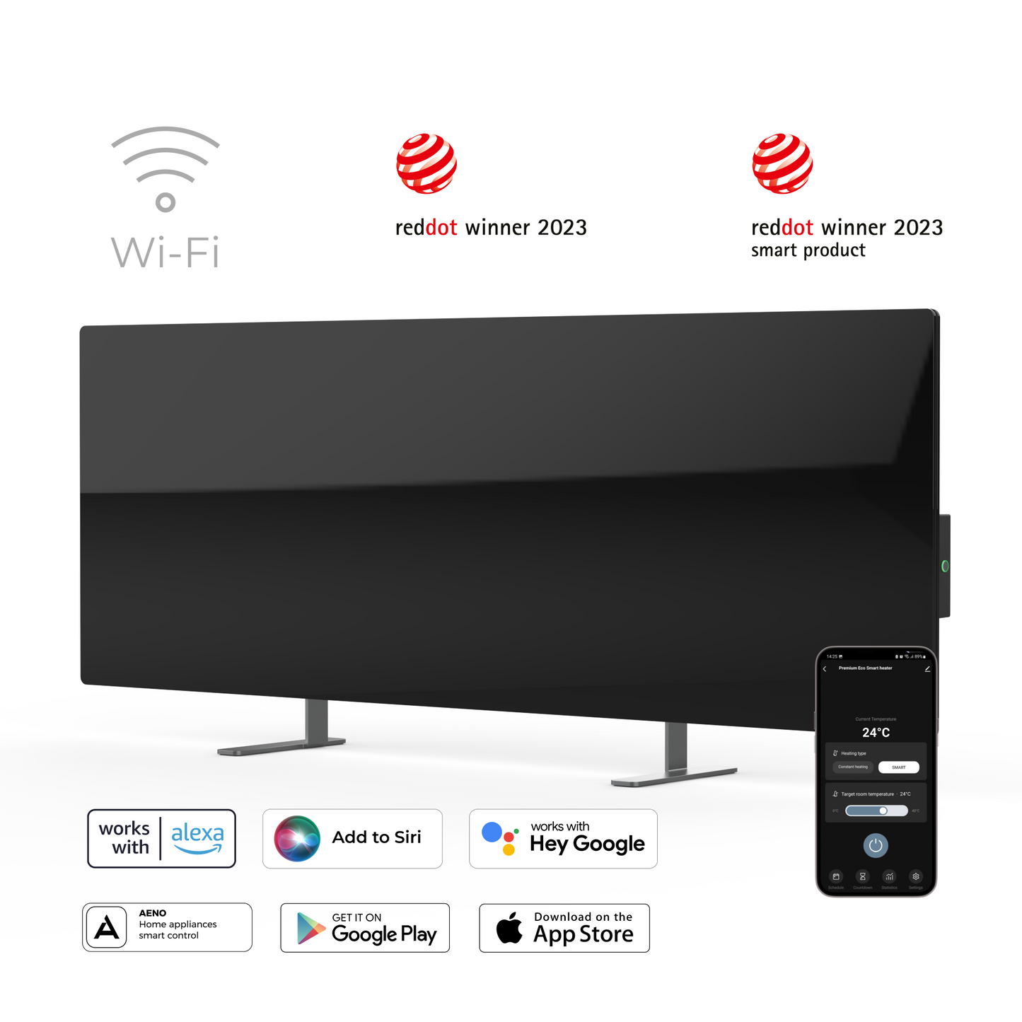Aeno Smart Infrarot-Heizpaneel 700W slim 1 cm schwarz