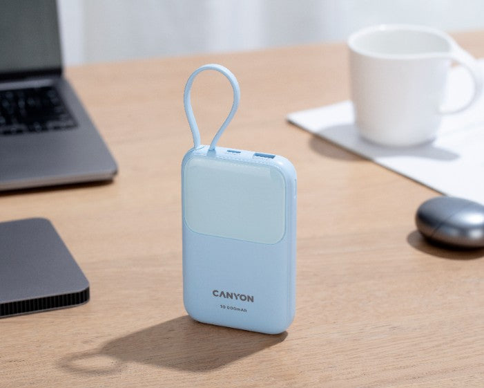 Powerbank 10000 mAh PD 22.5W with cable Canyon OnPower 101 blue