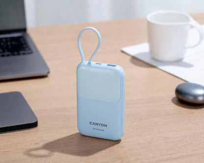 Powerbank 10000 mAh PD 22.5W with cable Canyon OnPower 101 blue