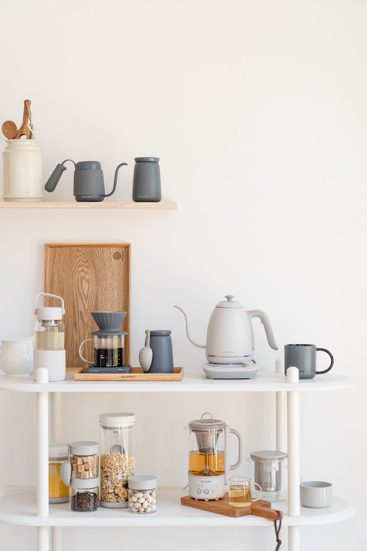 Buydeem K821 Gooseneck Electric Kettle with Temperature Control, Pastel Cream
