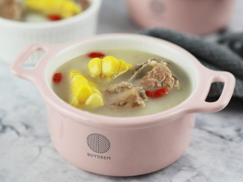 Buydeem CT1002 240ml Ceramic Covered Serving Dish Pink