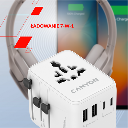 Canyon OnTour 70W EU/UK/US/AUS Travel Adapter White