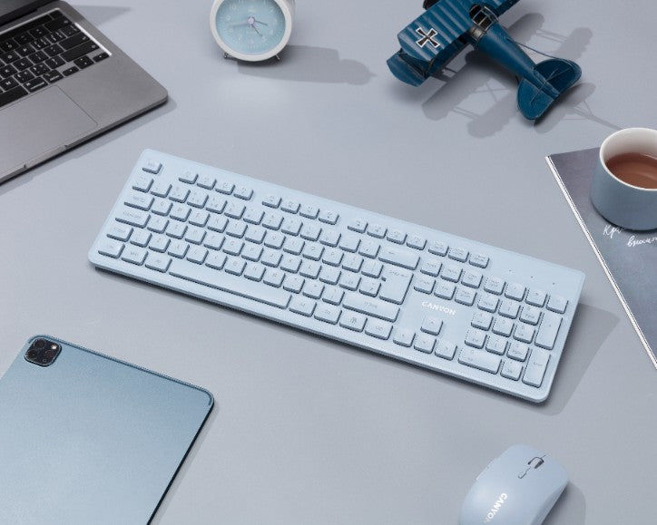 Canyon HKB-W01 leise kabellose 2,4-GHz-Tastatur für die Arbeit, blau