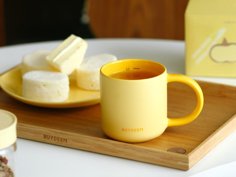 Keramiktasse 300 ml Buydeem CD1018 für Kaffee und Tee Pastellgelb