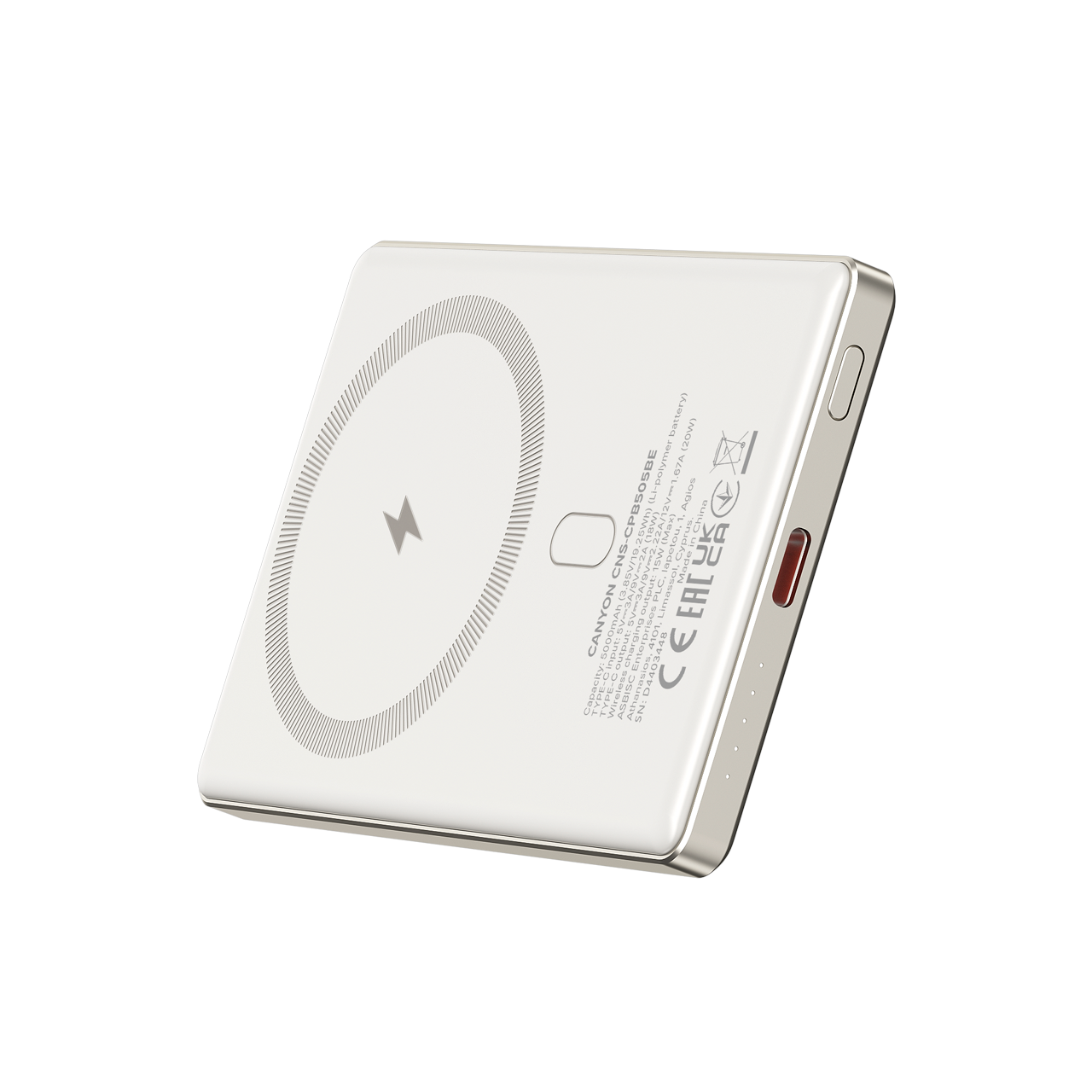 Power bank Magsafe 5000 mAh PD20W slim Canyon OnPower 505 beige
