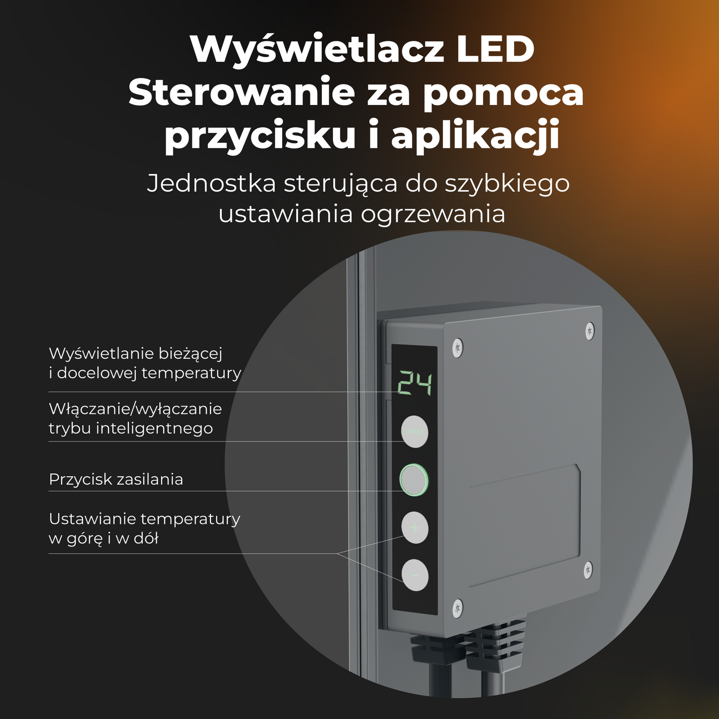 Elektrische Slim-Glasheizung 1 cm Infrarot 700W Aeno Smart Grau