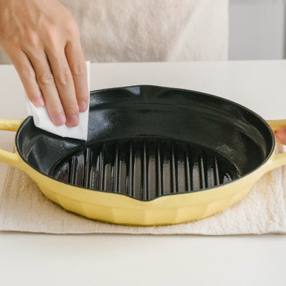 Buydeem CP553 Enamelled Cast Iron Grill Pan 26 cm Pastel Yellow