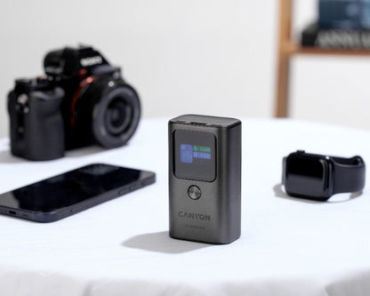 Powerbank 10000 mAh PD 30W TFT tragbar Canyon OnPower 130 Graphit