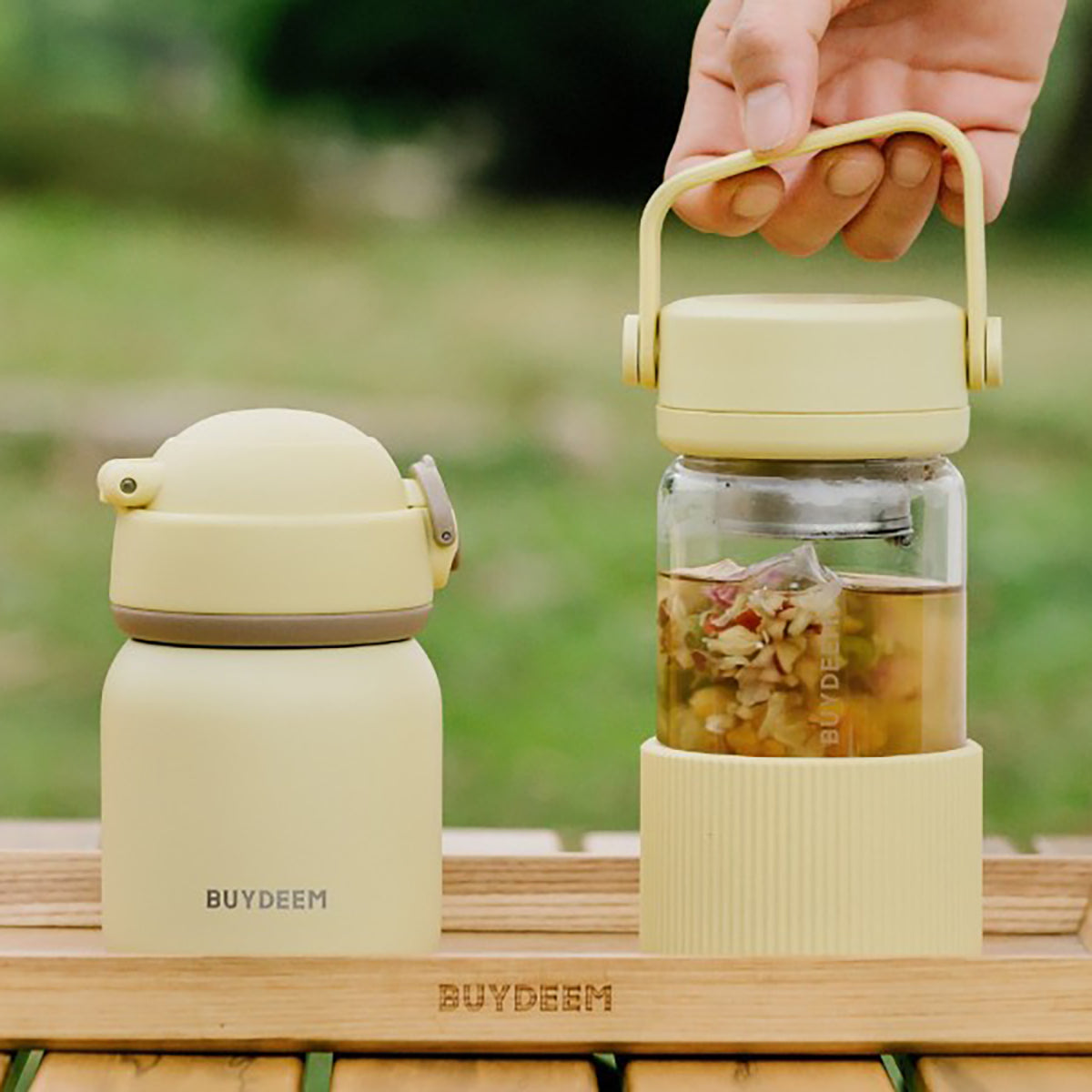 Buydeem DG42 Yellow 300ml Glass Tea Infuser Bottle