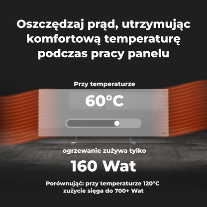 Elektrische Slim-Glasheizung 1 cm Infrarot 700W Aeno Smart Grau