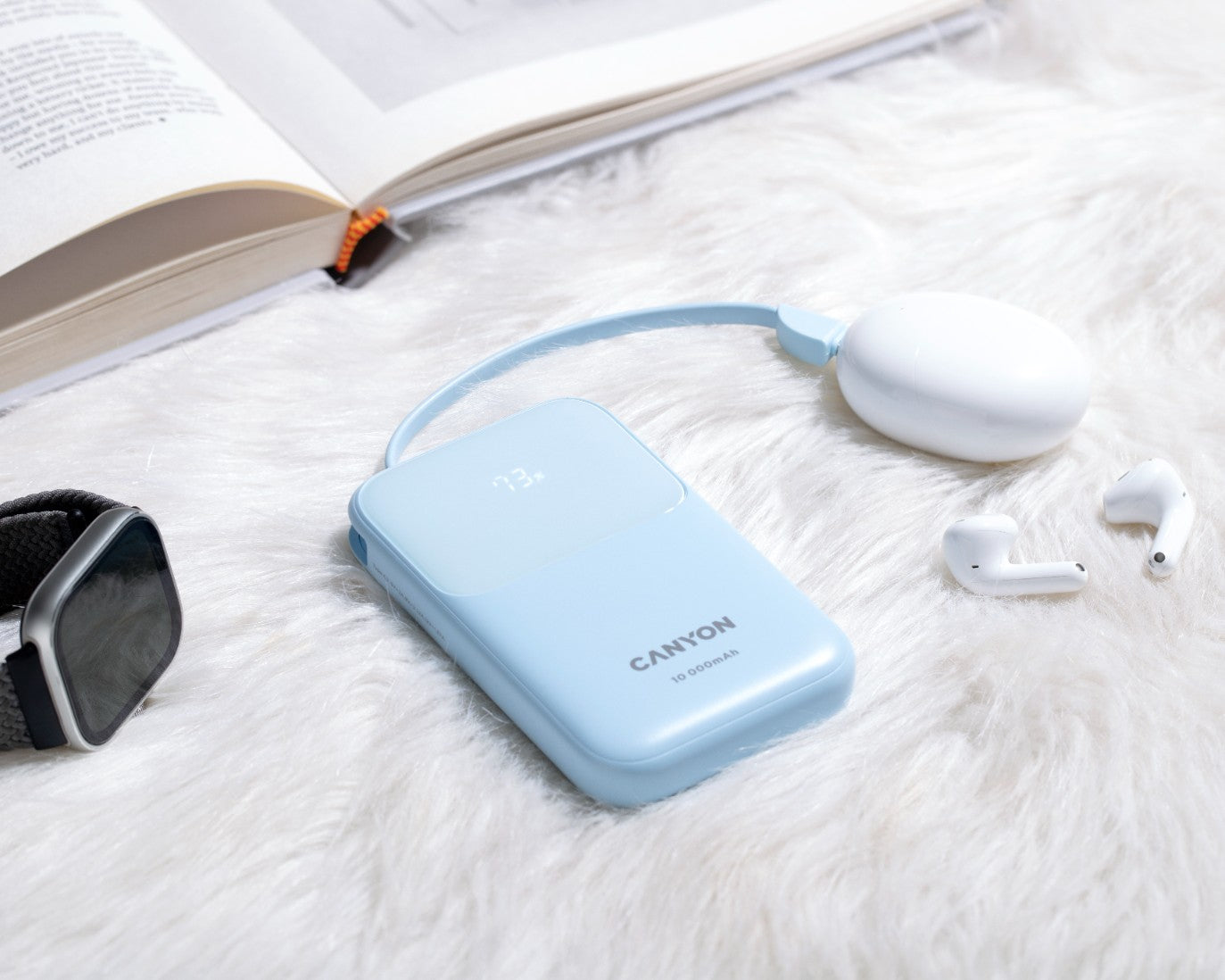 Powerbank 10000 mAh PD 22.5W with cable Canyon OnPower 101 blue