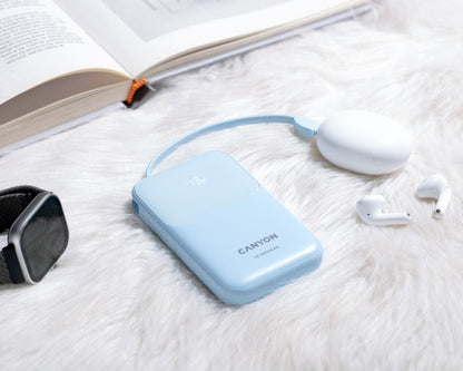 Powerbank 10000 mAh PD 22.5W with cable Canyon OnPower 101 blue