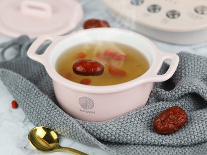 Buydeem CT1002 240ml Ceramic Covered Serving Dish Pink