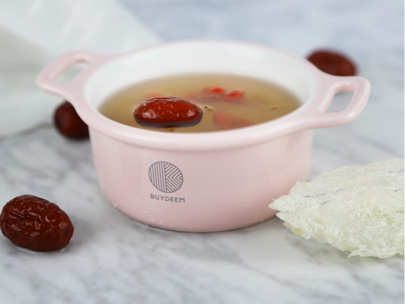 Buydeem CT1002 240ml Ceramic Covered Serving Dish Pink