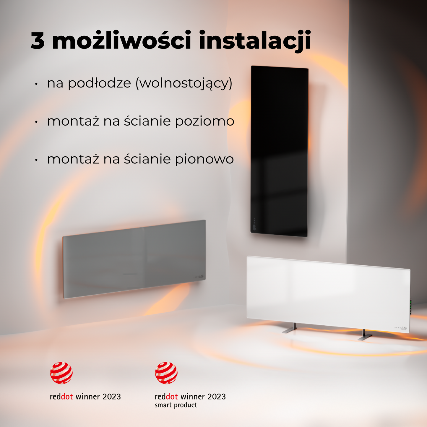 Elektrische Glasheizung Slim 1 cm Infrarot 700W Aeno Smart weiß