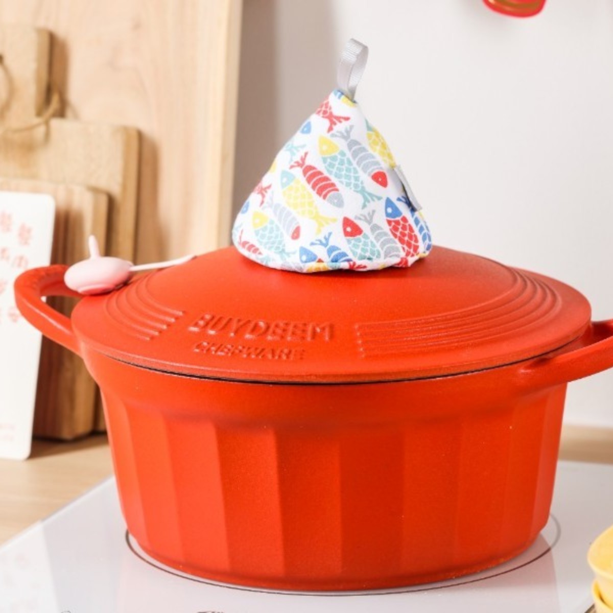 Gusseisen-Kochtopf Buydeem CP521 emailliert 2,9l Küchenartikel Pastellrot