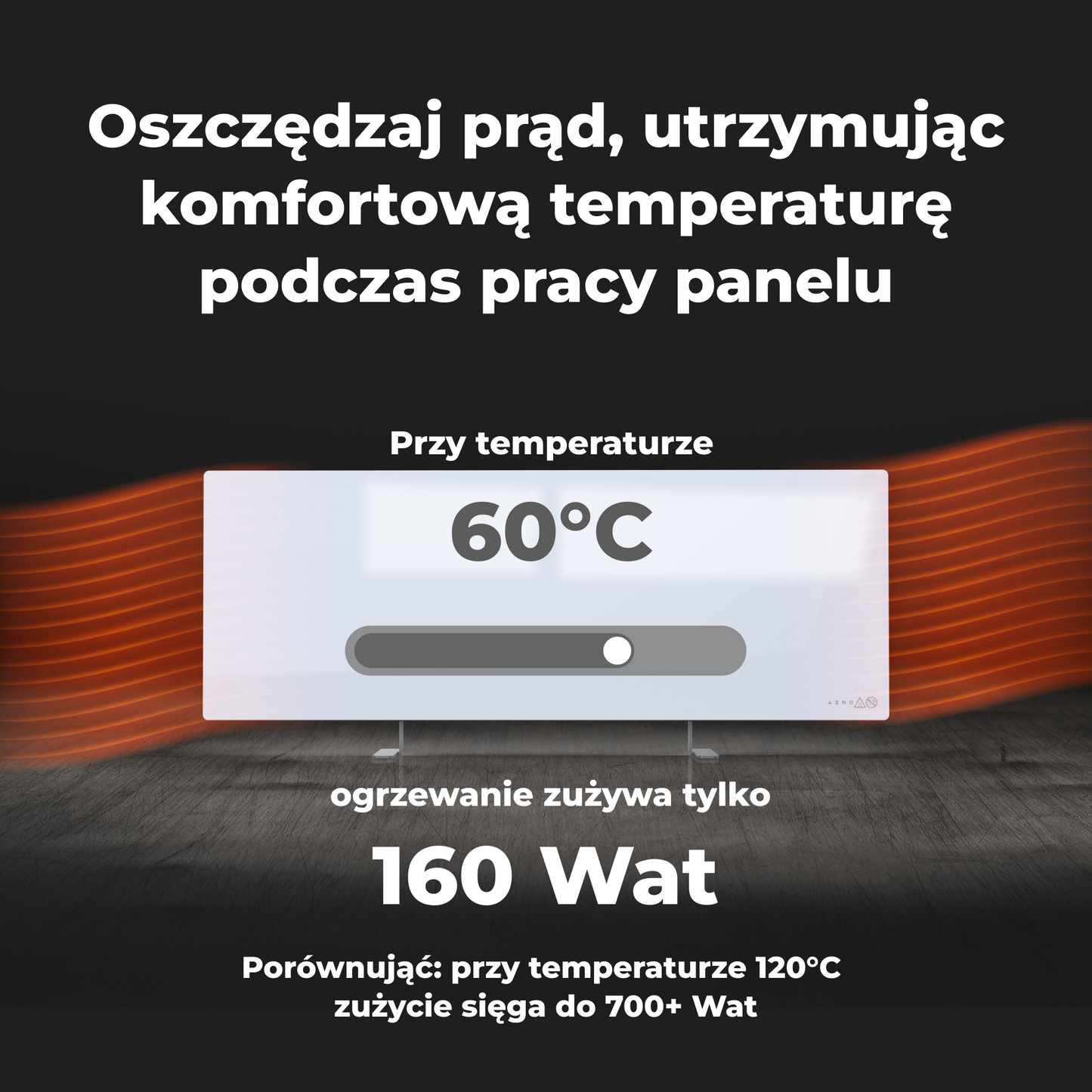 Elektrische Glasheizung Slim 1 cm Infrarot 700W Aeno Smart weiß
