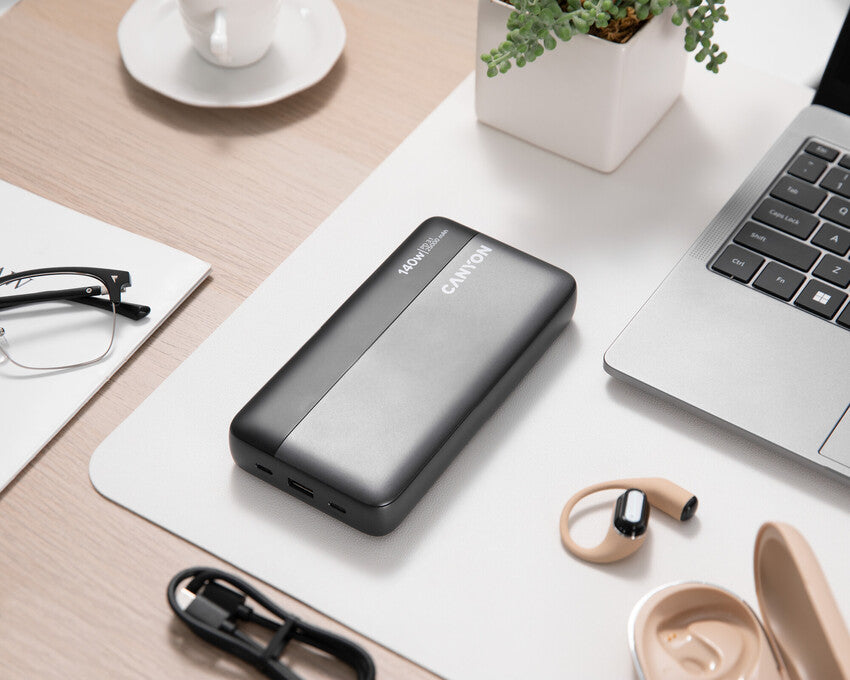 Powerbank für Laptop 25000mAh 140W PD mit Display Canyon PB-240 Graphit